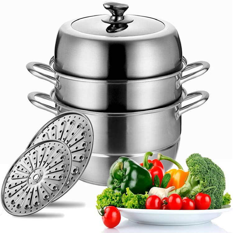 III Tier Cooking Steel Food Steamer Pot