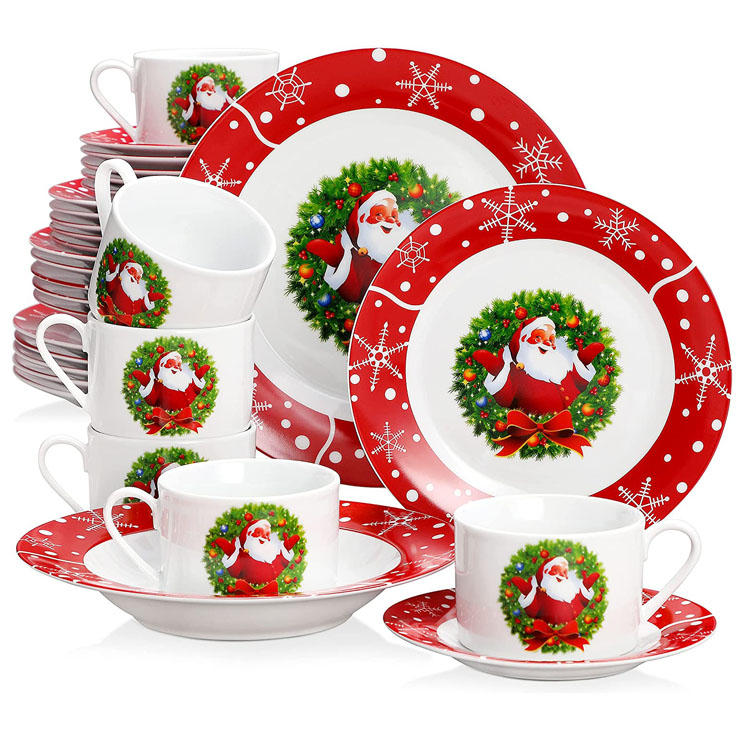 30PCS Santa Claus Ceramic Nativitatis Dinnerware Set