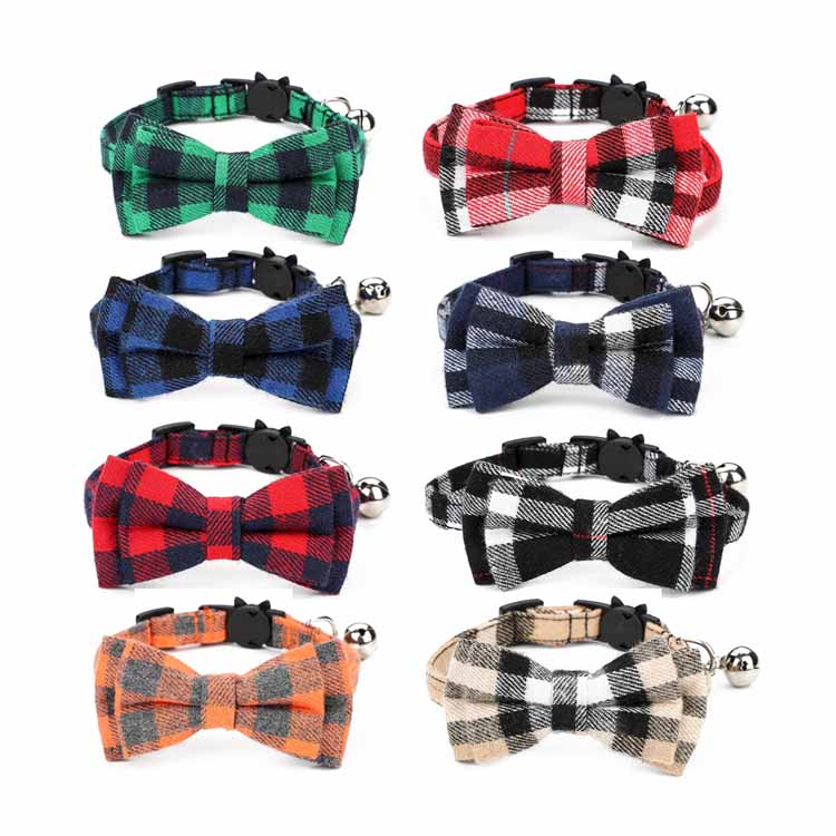 Populus Novifacta Quotidiana Plaid Canis Bow Tie Collarem apud Bell