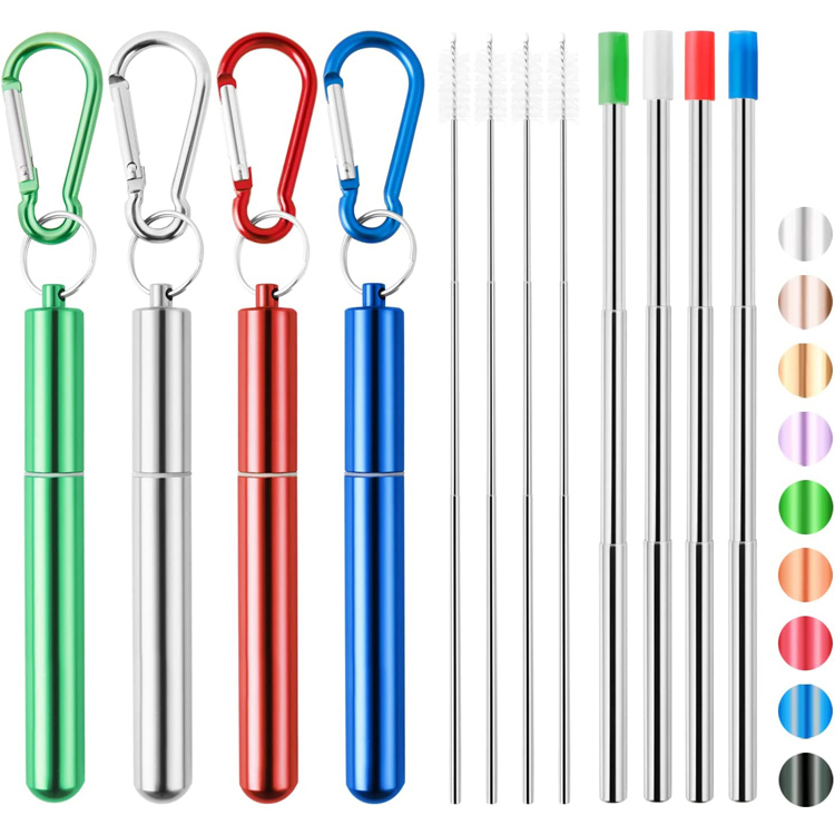 Collapsible Travel Metal Telescopic Bibens Straws