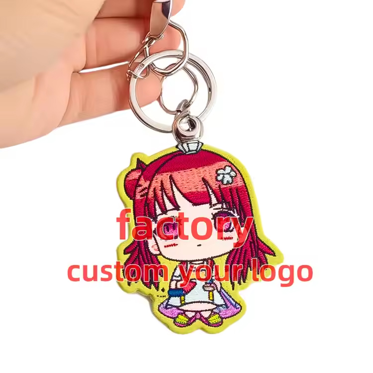 Custom Logo Embroidery Keyring Embroidered Key Chain
