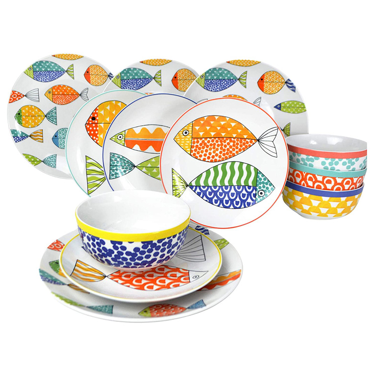 Euro Cute Piscium Pattern Stoneware Dinnerware Set