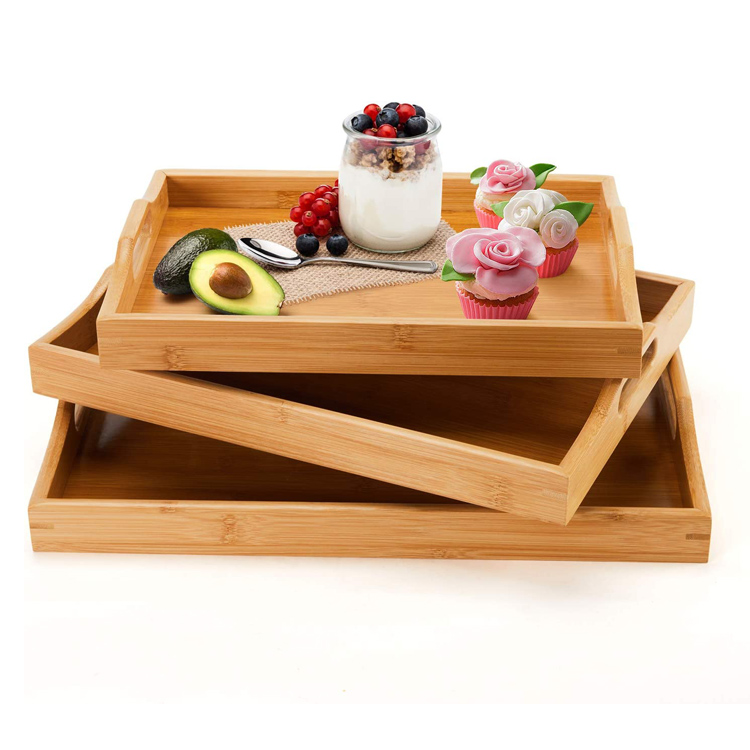 Culina Food Bamboo servientes Tray cum manubrio