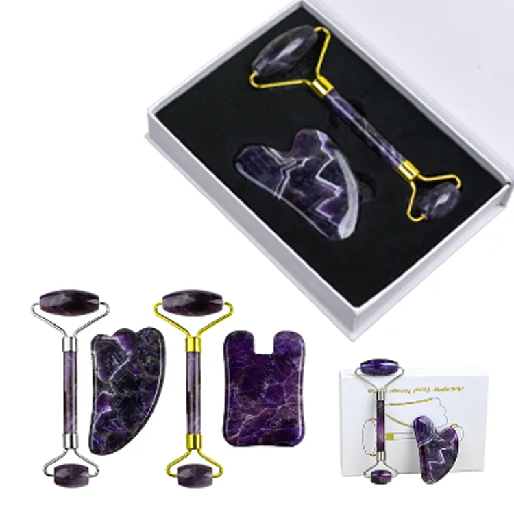 Naturalis Amethyst Jade Roller et Gua Sha Facial Massager Set