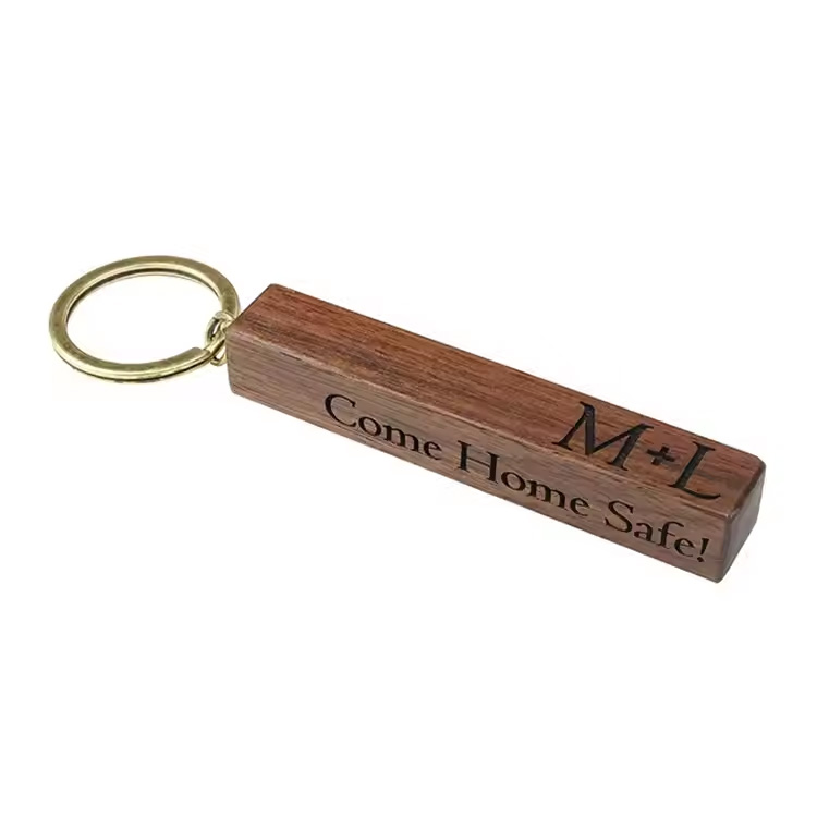 Pendant lignum chip metallum keychain anniversary donum sculptos