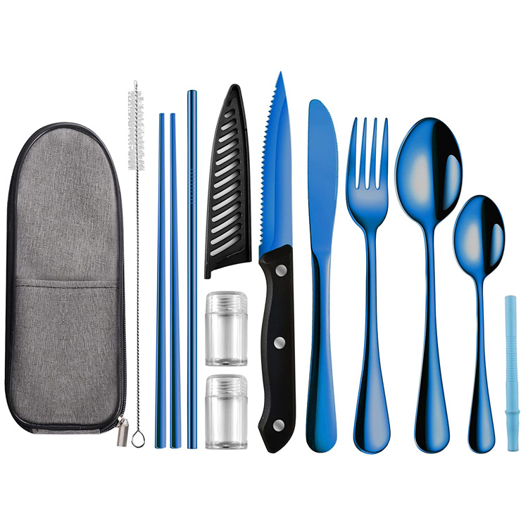 Portable Steel Camping Cutlery Travel Utensil Set