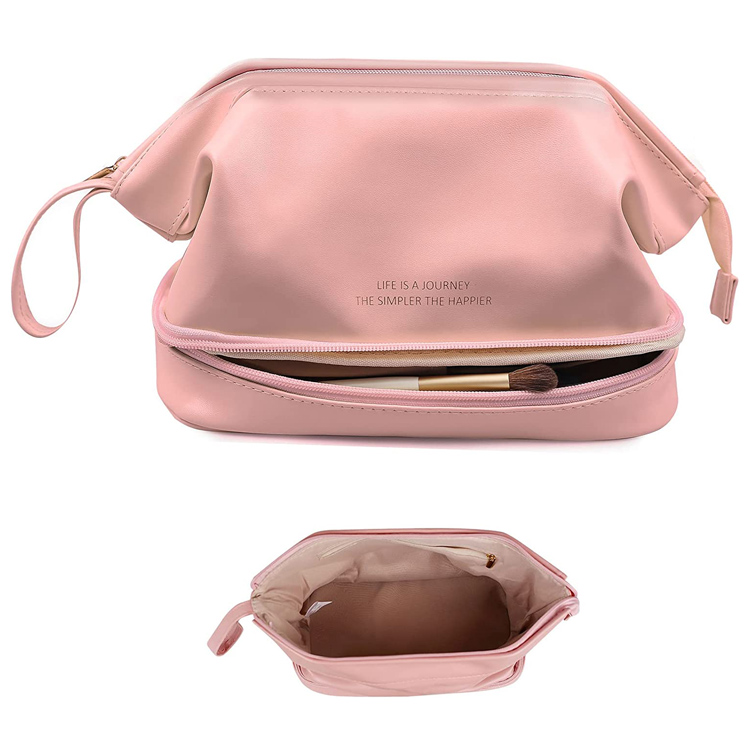 Portable Travel Leather Toiletry rutrum medicamine Bag