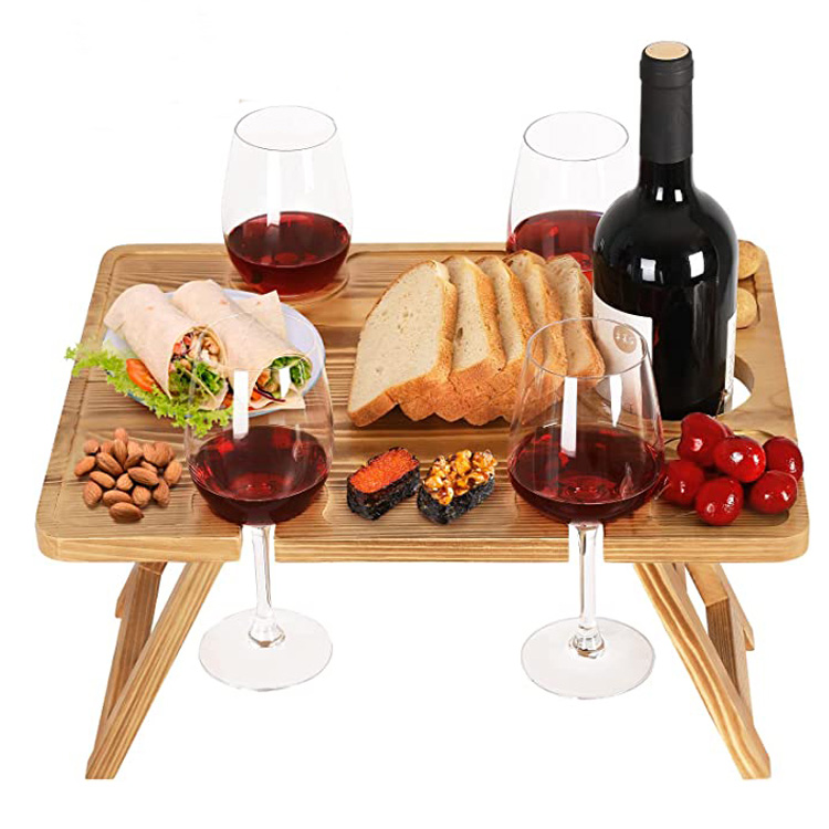 Velit Wooden Folding Portable Vinum Picnic Mensam