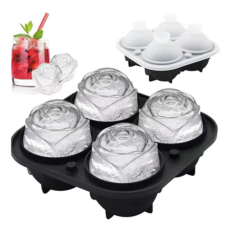 3D Silicone Rose Ice Mold Cube Tray