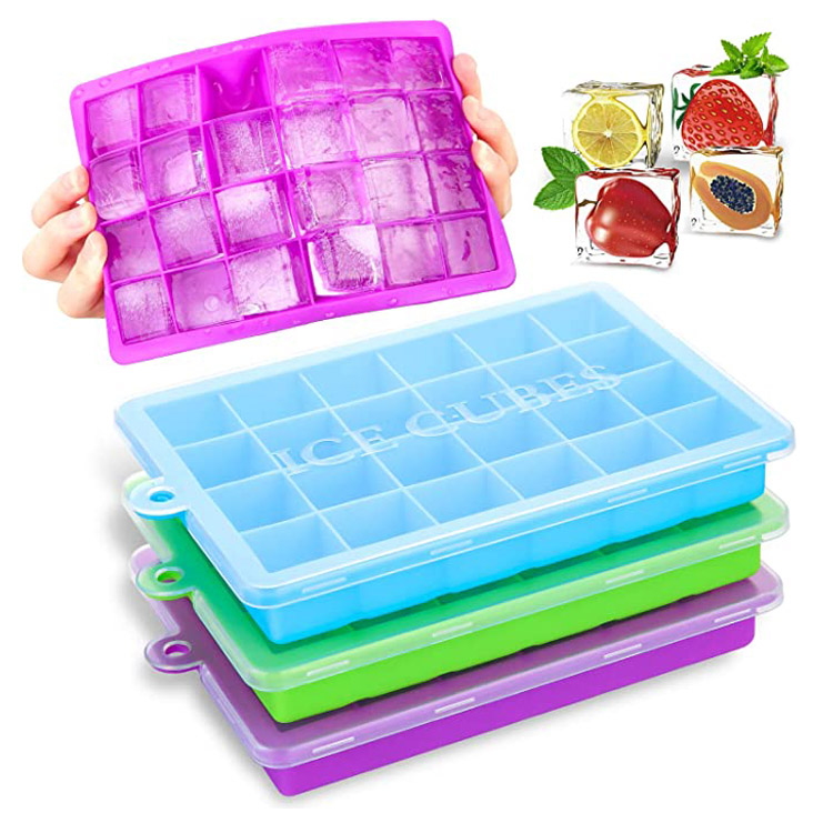 24 Cavitates Silicone Ice Cube Trays cum Operculis