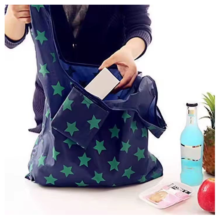 Waterproof grocery sacculos reusable foldable shopping sacculos